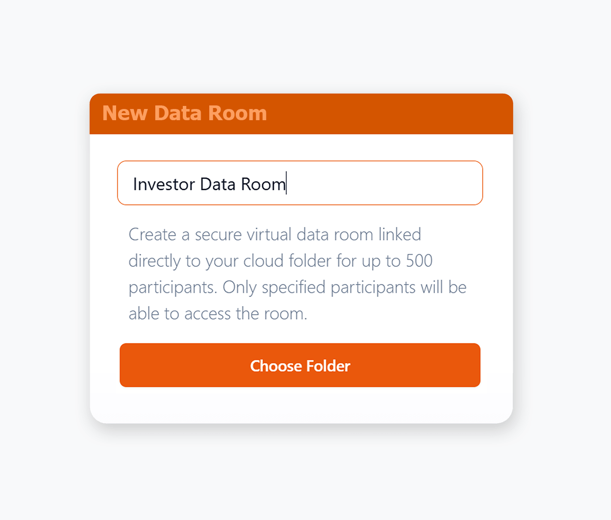 Orangedox App - Create Deal Room