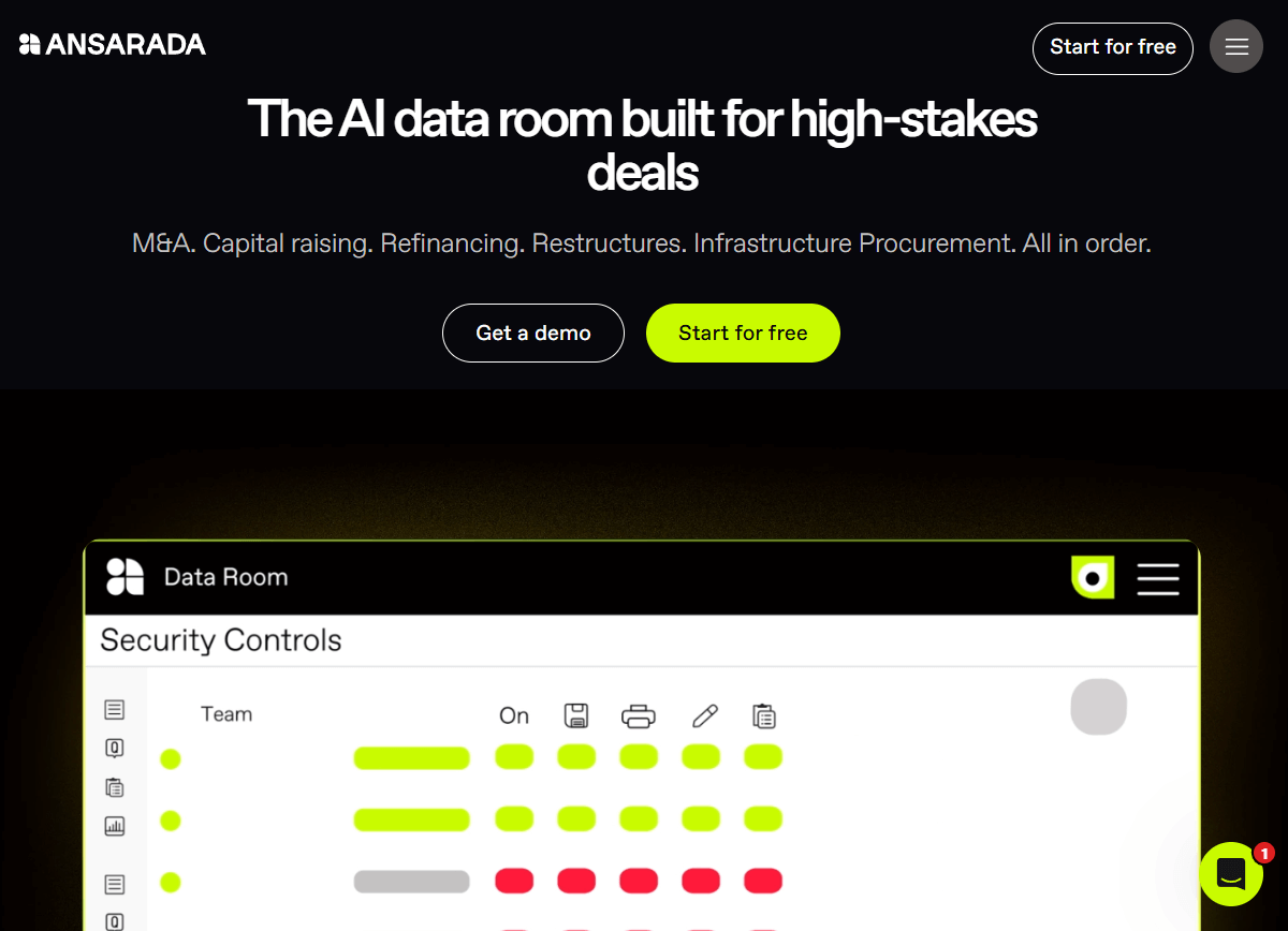 Ansarada product screenshot