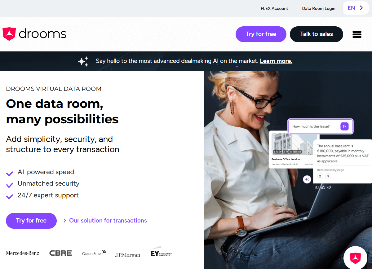 Drooms product screenshot