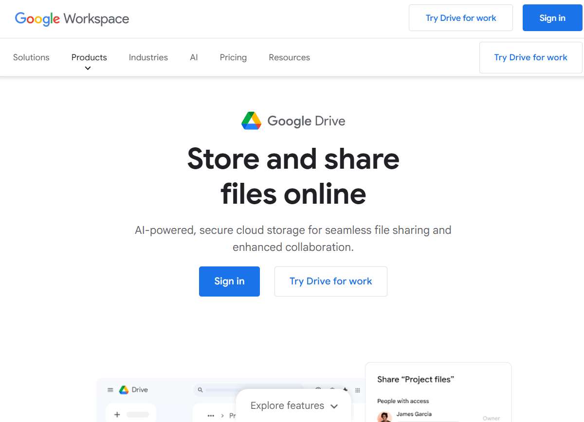 Google Drive product screenshot