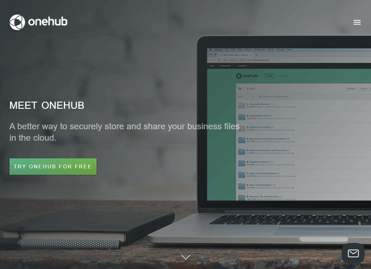 Onehub Data Room product screenshot
