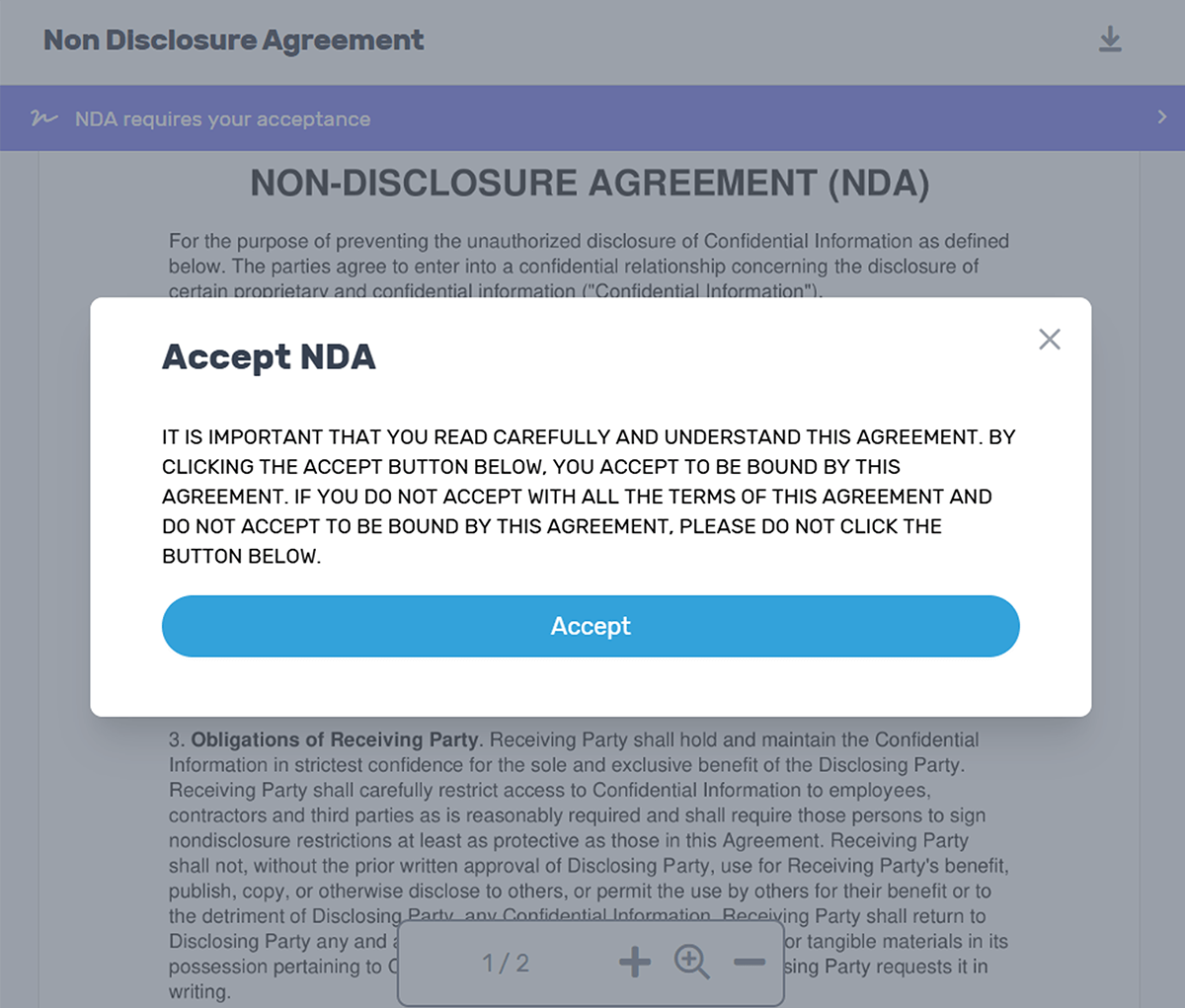 Orangedox Viewer - Accept NDA