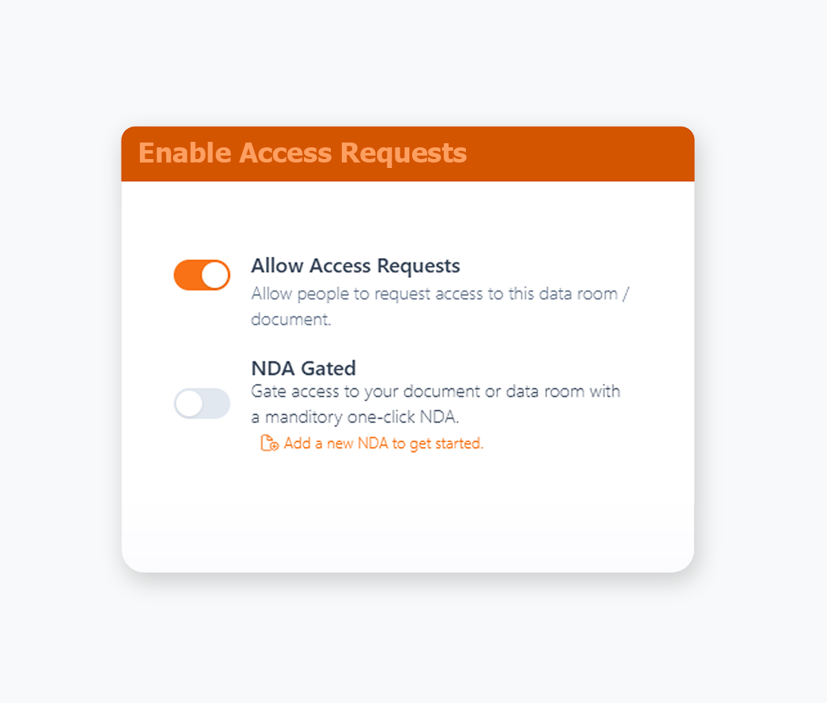 Orangedox App - Request Access Link Options